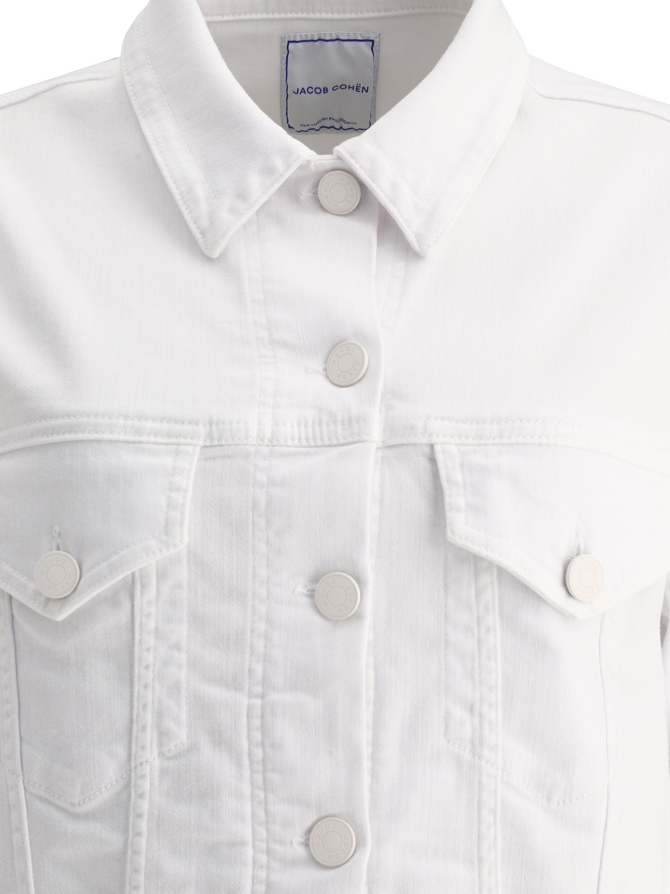 JACOB COHEN White Denim trucker jacket